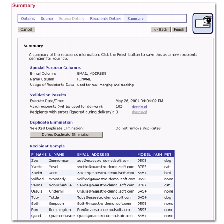 Defining Recipients of an Email Job